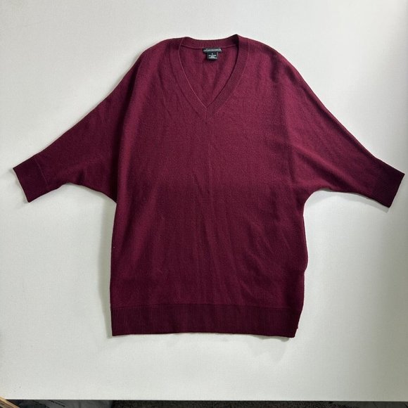 Sofia‎ Cashmere Womens 100% Cashmere 3/4 Sleeved Sweater Maroon Red Size Small - Picture 1 of 8